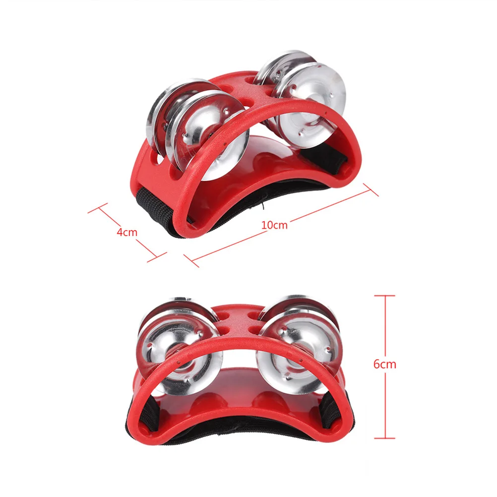 

Bells Foot Percussion Instrument Musical Rattle The Tambourines for Adults Church Red