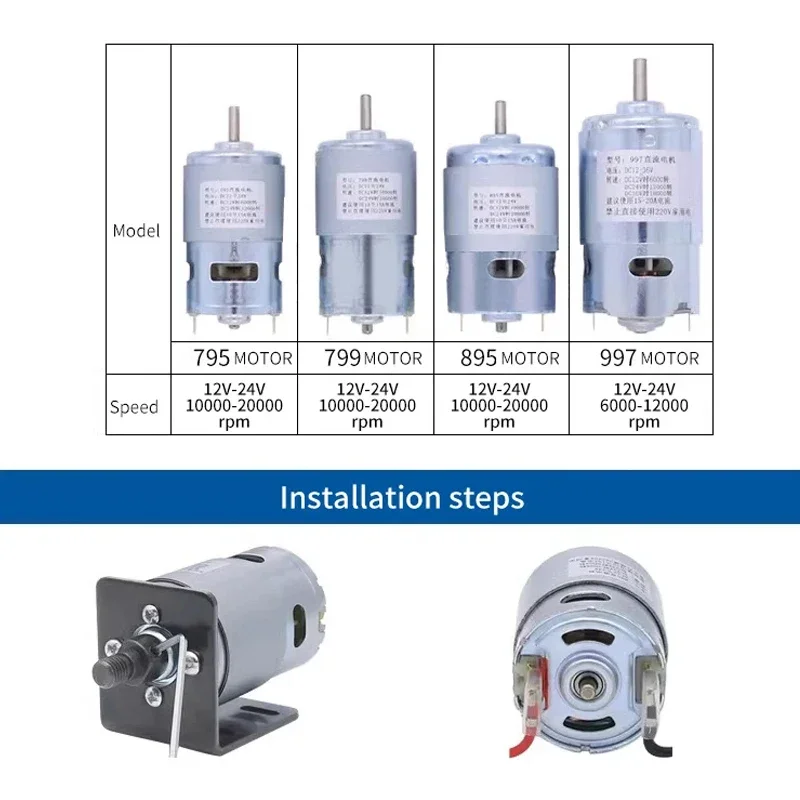 12V-24V Elektrischer Rasenmäher-Kit DC 795/895 Motor DIY-Teile für Rasenmähen Gartengeräte Grasschneiden Wartung