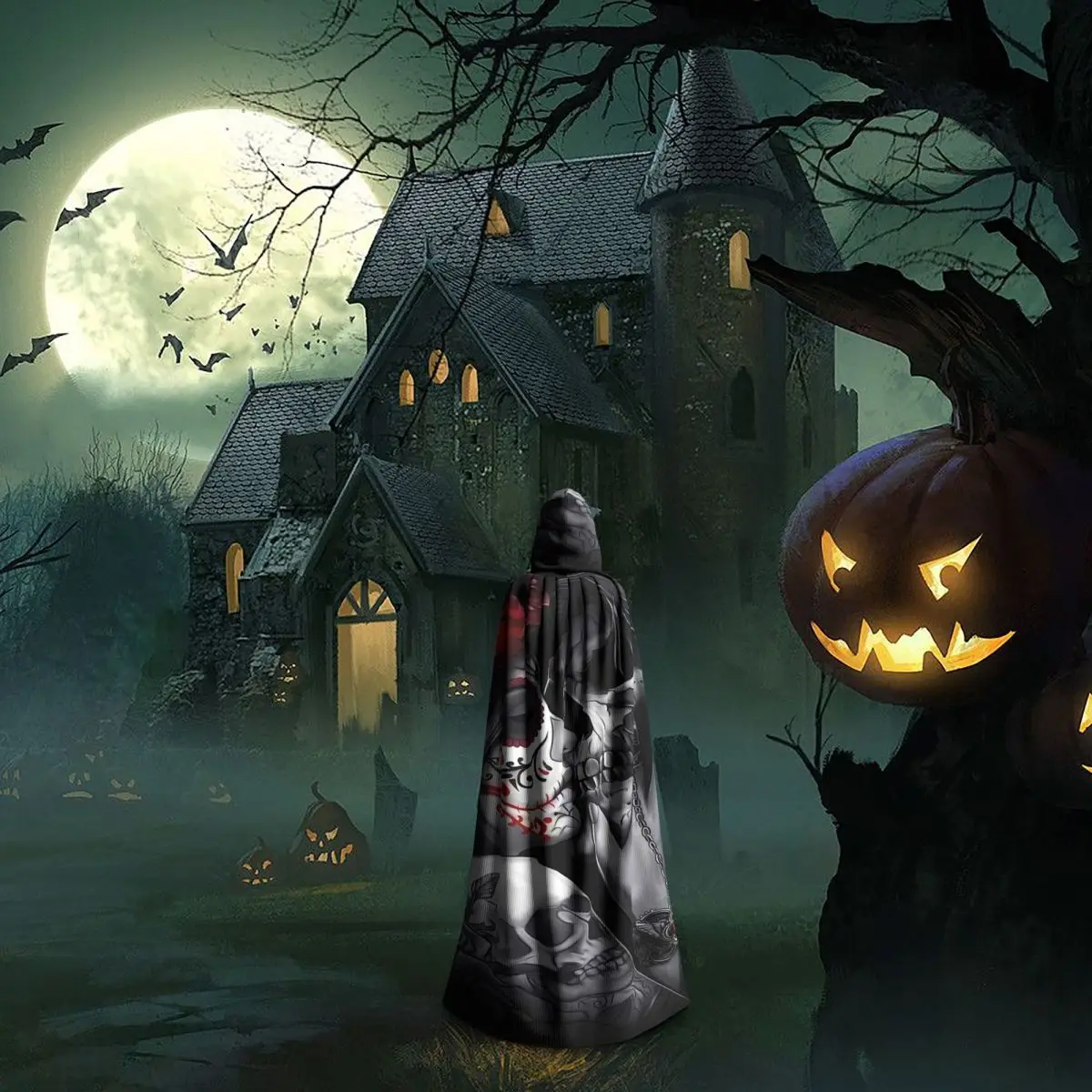 Catrina mexicana para niña, Día de los muertos, calavera de azúcar, capa larga con capucha, disfraz Medieval de bruja, capa de Cosplay, abrigo de Halloween Unisex