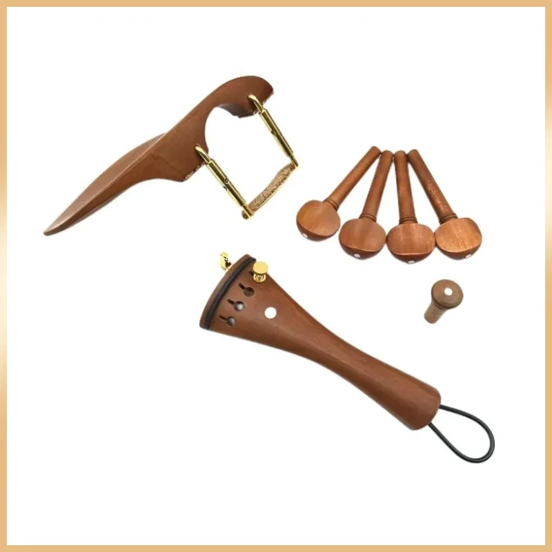 1 Set 4/4 Jujube Wood Violin Fittings Kit Tuning Pegs Tailpiece Endpin Chinrest Violin Replacement Accessories