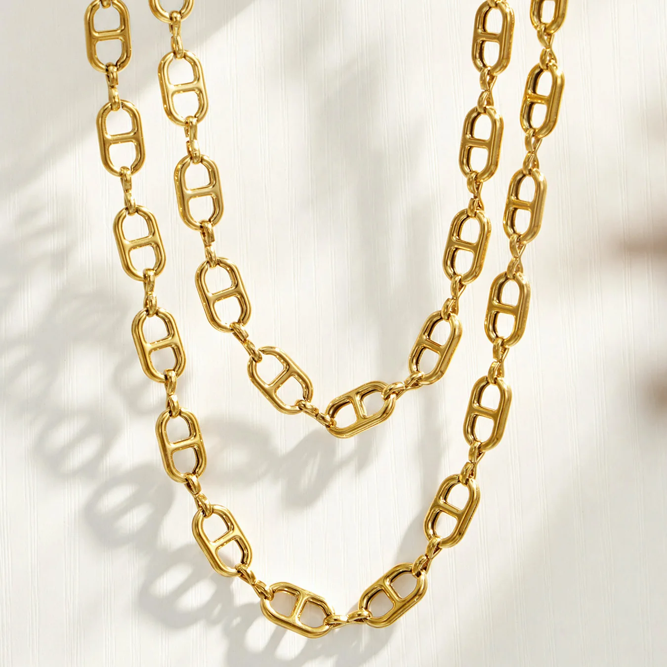 Anchor Chain Necklace Bracelet Stainless Steel Mariner Link Necklaces Bracelets 18k Gold Plated Pig Nose Necklace Bracelet Set