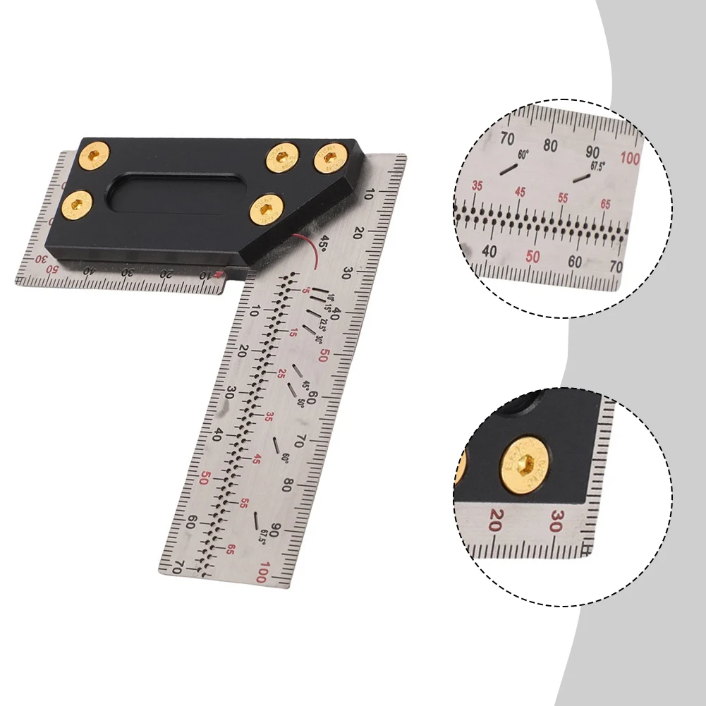 Stainless Steel Marking Ruler with 90-Degree Angle and Stable Thickened Base for Accuracy in Woodworking and Furniture Projects
