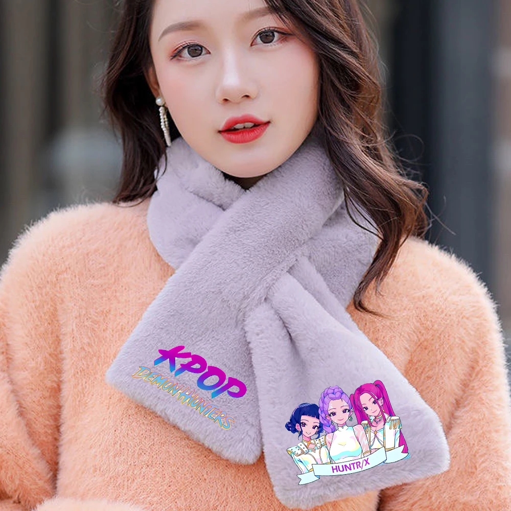 K-pop شيطان الصيادين وشاح شتاء دافئ الكرتون ميرا رومي زوي وشاح للرقبة وشاح سميك محشوة لينة للطفل عيد الميلاد هدية عيد الميلاد #1