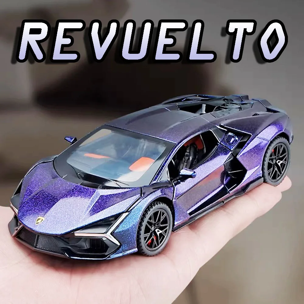 Schaal 1:32 REVUELTO SIAN Sportwagen Speelgoedmodellen Legering Diecast Mini Supercars Geluid Licht Deuren Geopend Trek Woondecoratie