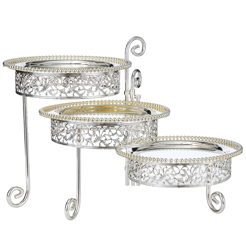 

European luxury three-layer rotatable silver-plated KTV fruit plate, snack plate, cake rack, birthday wedding bar fruit plate