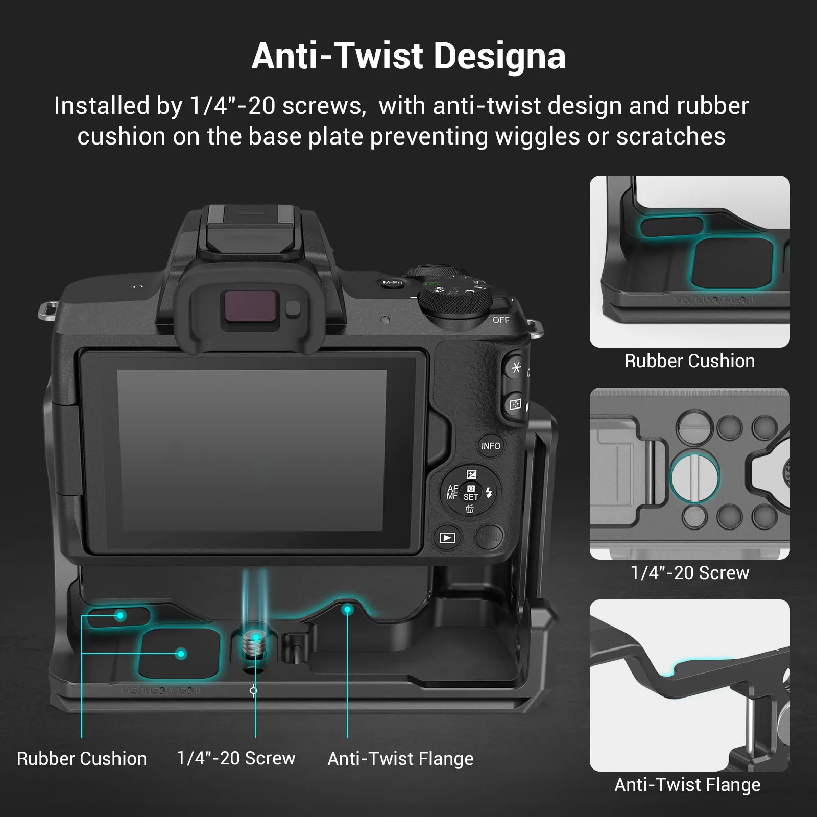 SmallRig M50 /M50 II /M5 Cage, Video Film Movie Making Rig with Integrated Grip and NATO Rail for Canon M50 /M50 II / M5 -2168C