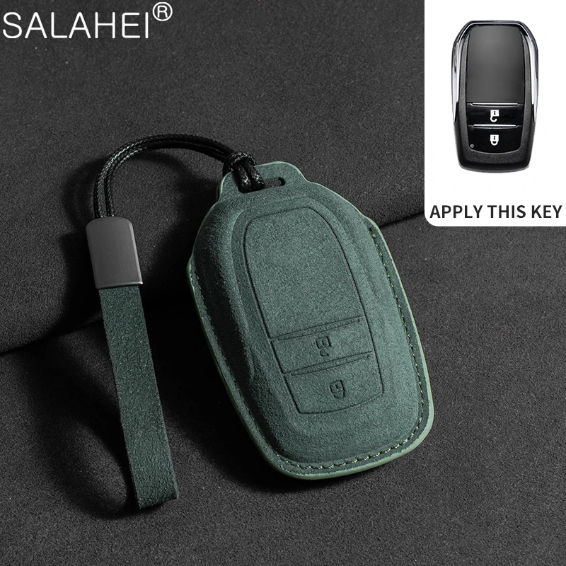

Car Key Case Cover for Toyota Hilux Innova Rav4 Fortuner Yaris 2021 Protector Keyless Bag Fob Suede Keychain Shell Accessories