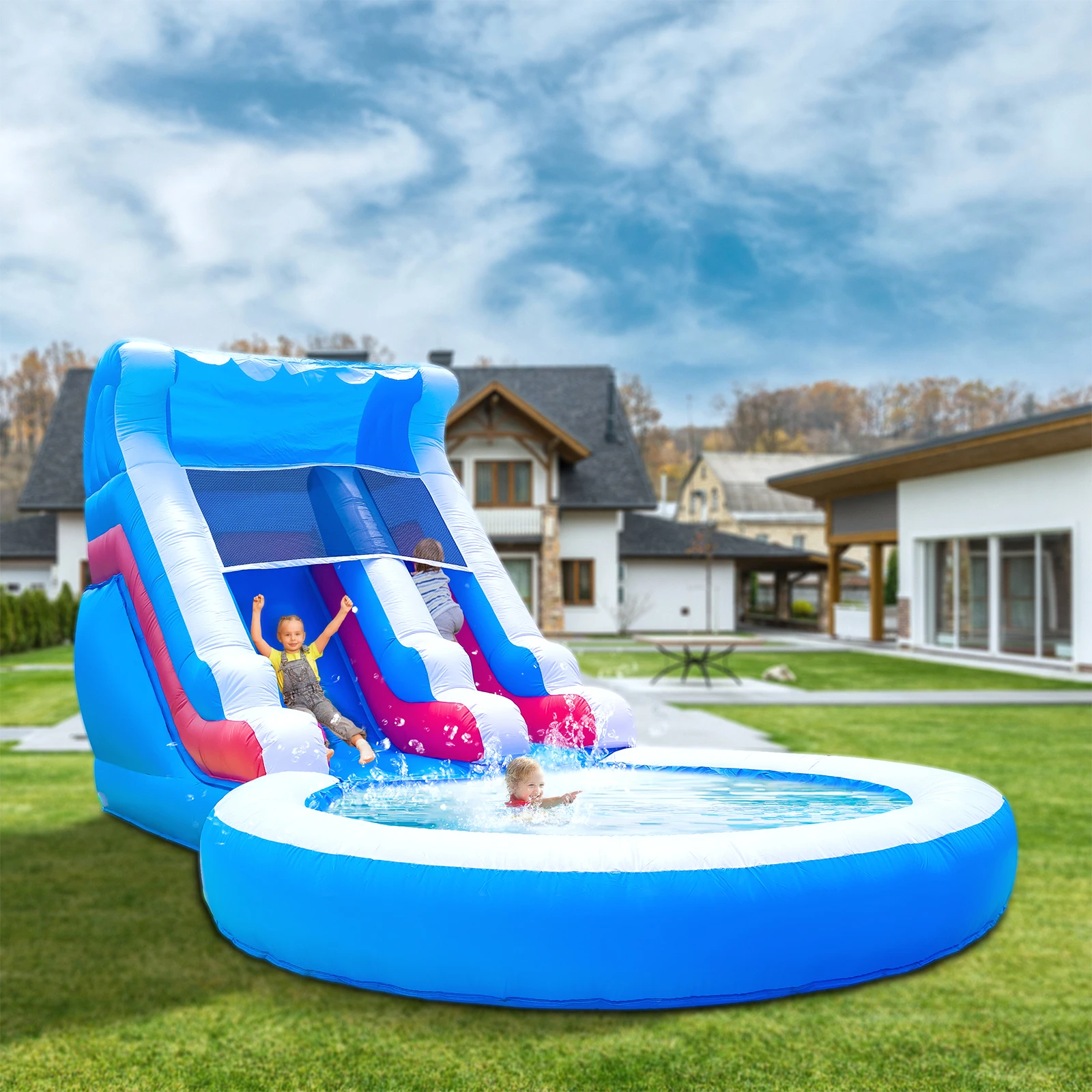 24x13x12ft comercial inflável onda corrediça de água piscina bounce casa ventilador comercial crianças playground brinquedos de verão ao ar livre