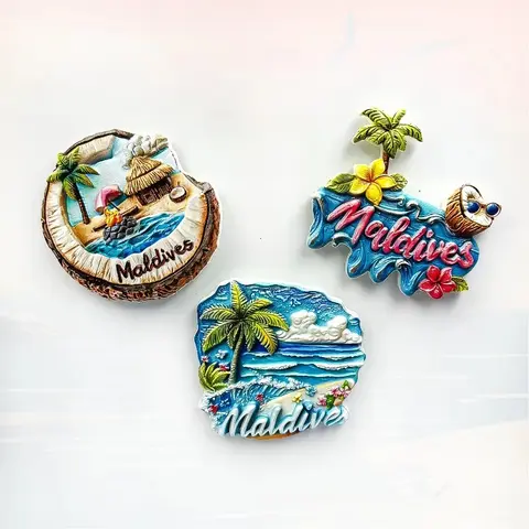 Maldives Refrigerator Sticker Tourism Souvenir Creative Three-dimensional Resin Magnetic Decoration Ins Style Home Decoration
