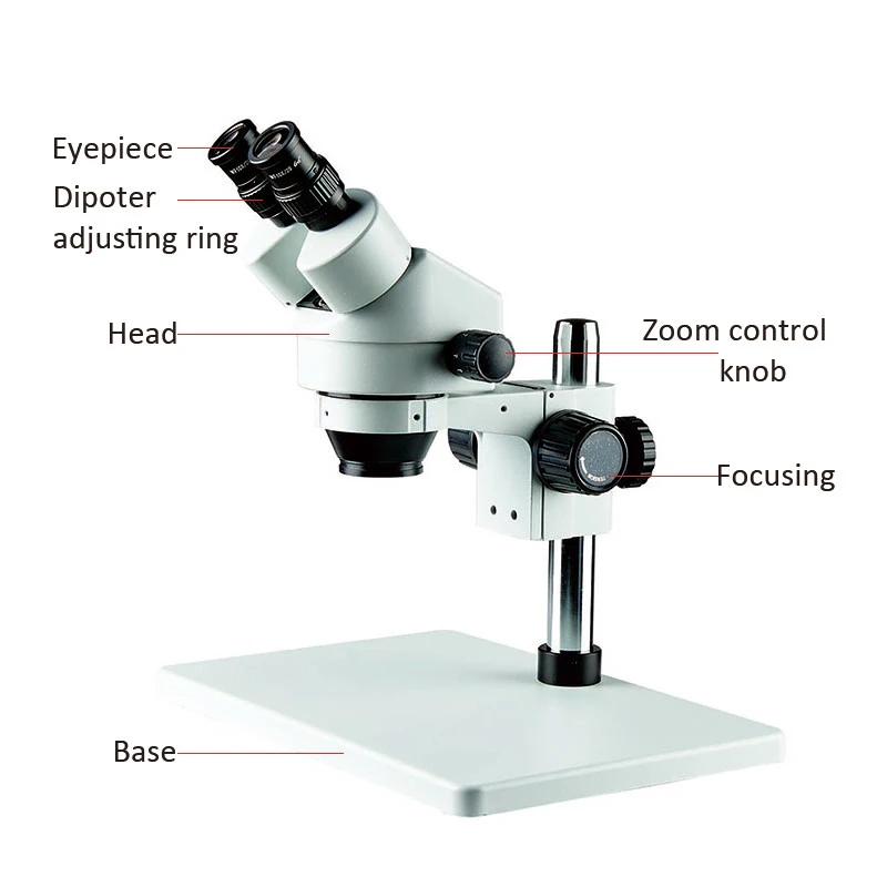 High-quality optical image 0.7X-4.5X zoom trinocular series stereo microscope telephone repair