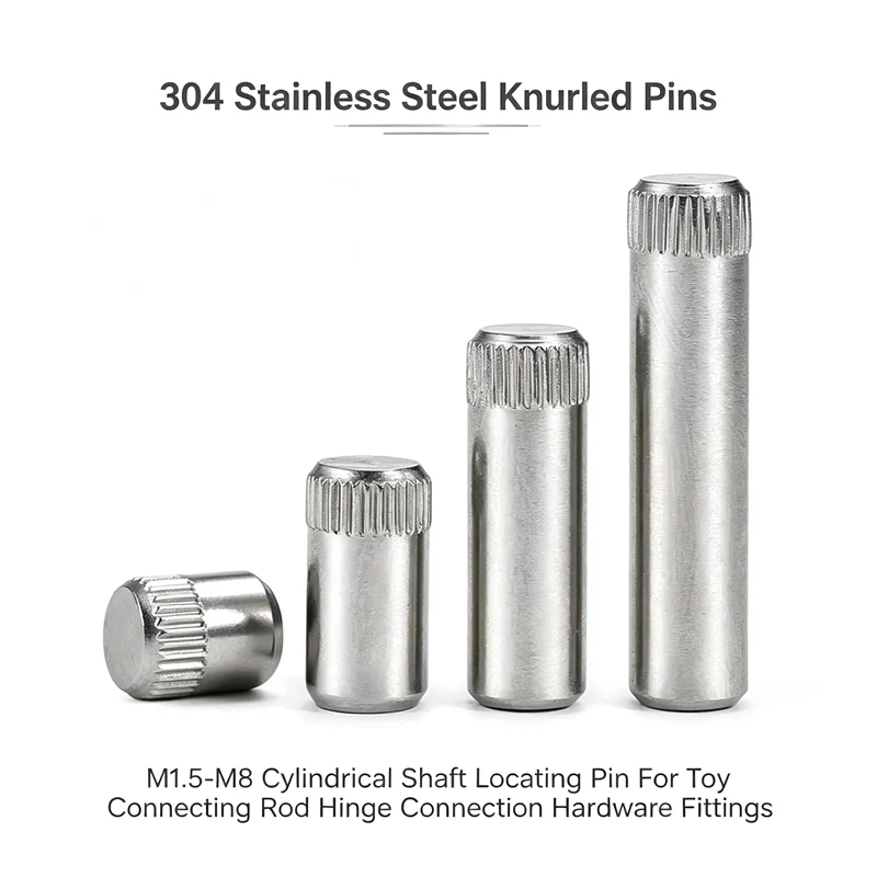 304 Stainless Steel Knurled Pins M1.5-M8Cylindrical Shaft Locating Pin For Toy Connecting Rod Hinge Connection Hardware Fittings