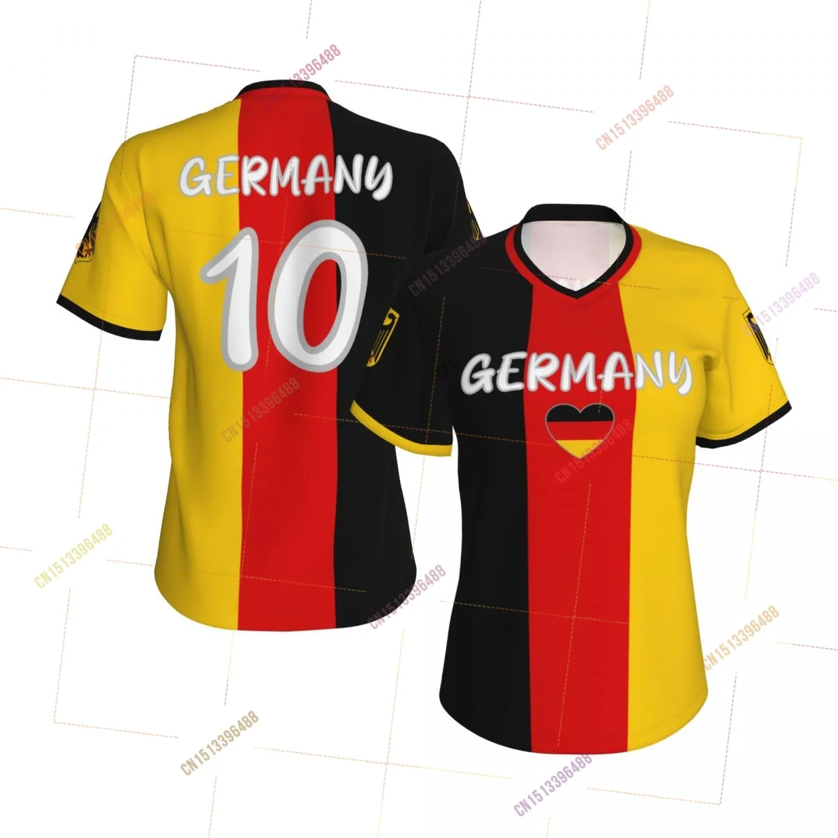2026 Germany Flag Shirts Women Patriotic Tee Tops V-Neck Short Sleeve Summer Soft Breathable Lady Y2k T-Shirt