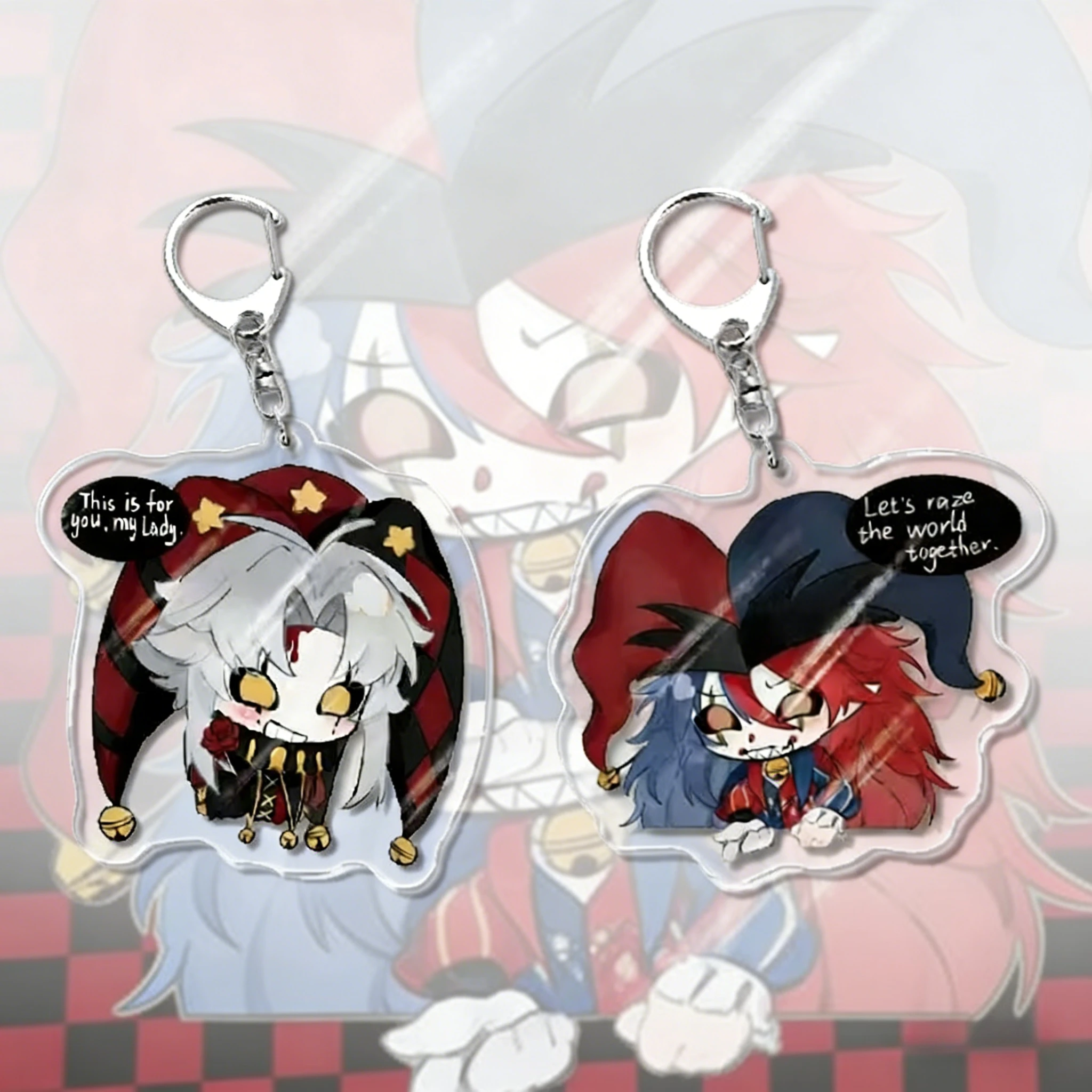 

Freak Circus Anime Peripherals Pierrot Figure Acrylic Pendnat Collectible Bag Accessory Harlequin Q Acrylic Keychain Toys Gifts