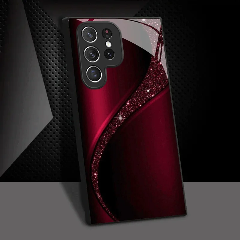 Business red glittering powder curved new phone case suitable for Samsung Galaxy S26/S25/S24/S23/S22/S21 and other models