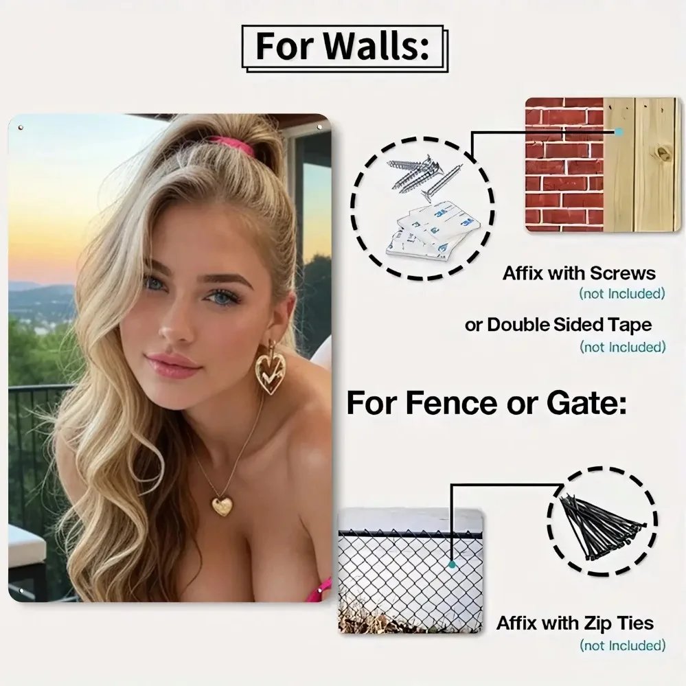 Retro Metal Photo Frames 8x12 Inch, Heavy Duty Aluminum Wall Art, Waterproof Rustproof with Adhesive Backing, Home Cafe Office D