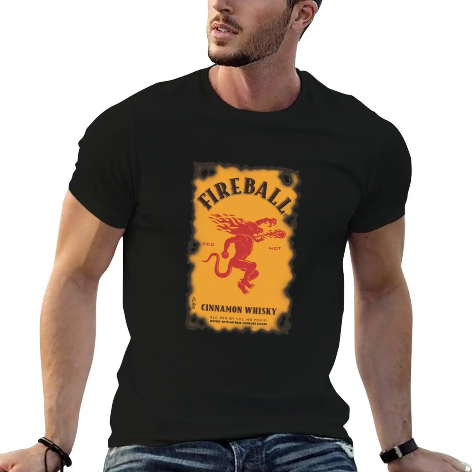 

FIREBALL CINNAMON WHISKY T-Shirt man tshirt t shirts for man pack white funny t shirts cotton T-Shirt