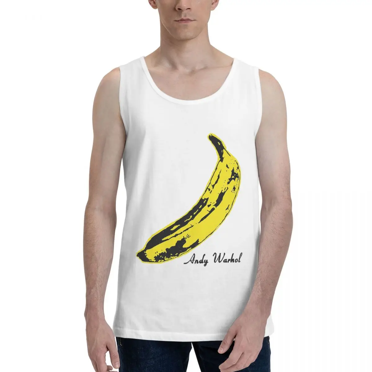 Andy Warhol Sunset Cat Cattle Banana 100% Cotton Men's Sweatshirt Vest Sleeveless Clothing Tees Men Tank Tops T-shirt