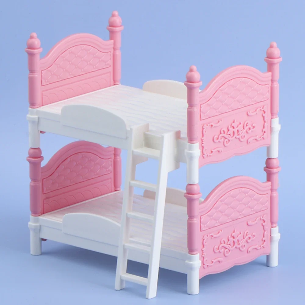 Miniature Dollhouse Double Bed Bedroom Decorative Toy Dollhouse Accessories Miniature Items Household Furniture Model Play House view 4