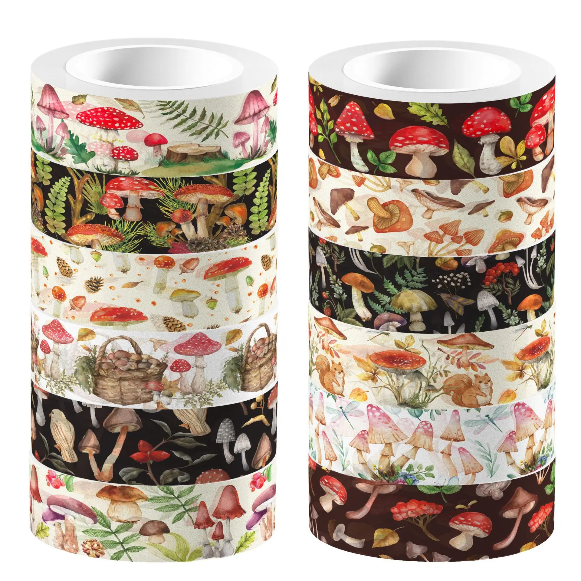 

Watercolor Mushroom Elf Mushroom Transparent Roll Self-adhesive Washi Tape DIY Handbook Material