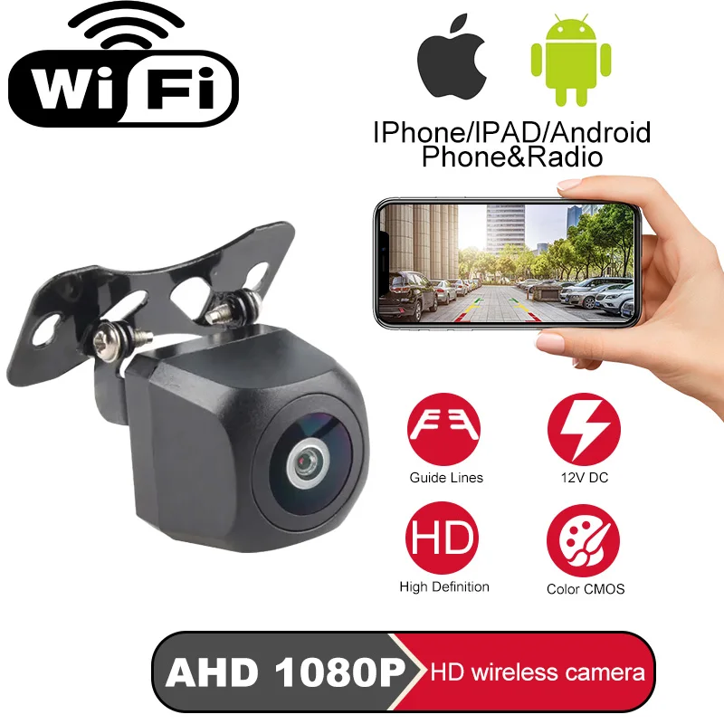 Wireless 1080P HD Car Reverse Camera WiFi Night Vision Waterproof Parking Monitor for Android iOS Universal Vehicles