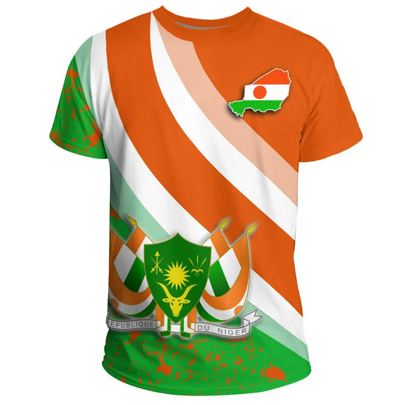 Summer Niger Flag T-shirt For Men Street Sports 3D Printed Oversized T Shirt Casual Tops Short Sleeved Round Neck Tee Shirts