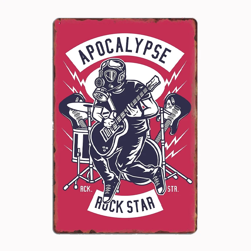 

Covid Apocalypse Rock Star Metal Music Metal Sign Poster Garage Room Decor Automobile Club Tin Home Decor