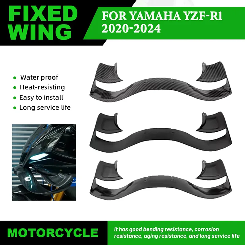

Motorcycle Front Aerodynamic Fixed Wing Spoiler For YAMAHA YZF-R1 YZFR1 YZF R1 2020-2024 Side Winglet Windshield Wing Aileron