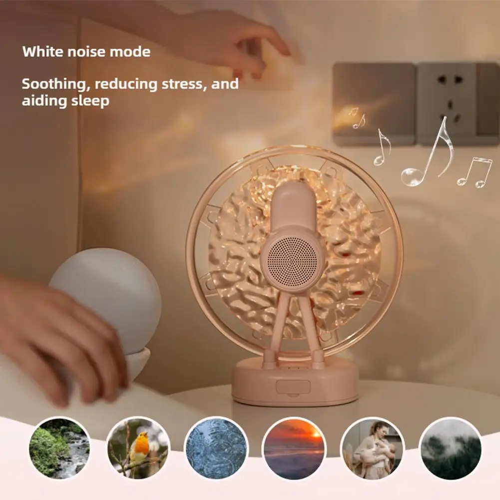 Creative Bluetooth Speaker Ferris Wheel Water Ripple With Desktop Atmosphere Noise Decor Support Speaker White RGB AUX Ligh Q2E2