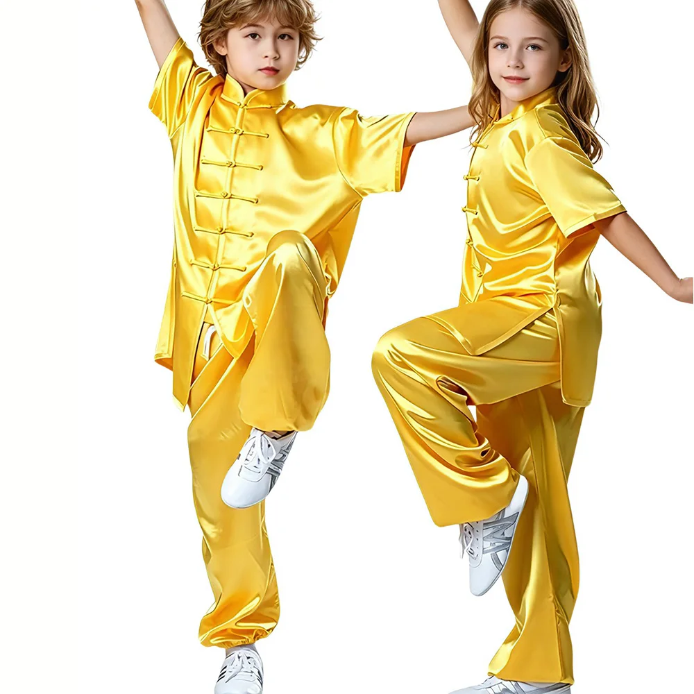 

USHINE Children's Traditional Chinese Wushu Uniform Set Silk Satin Kung Fu Outfit for Boys & Girls