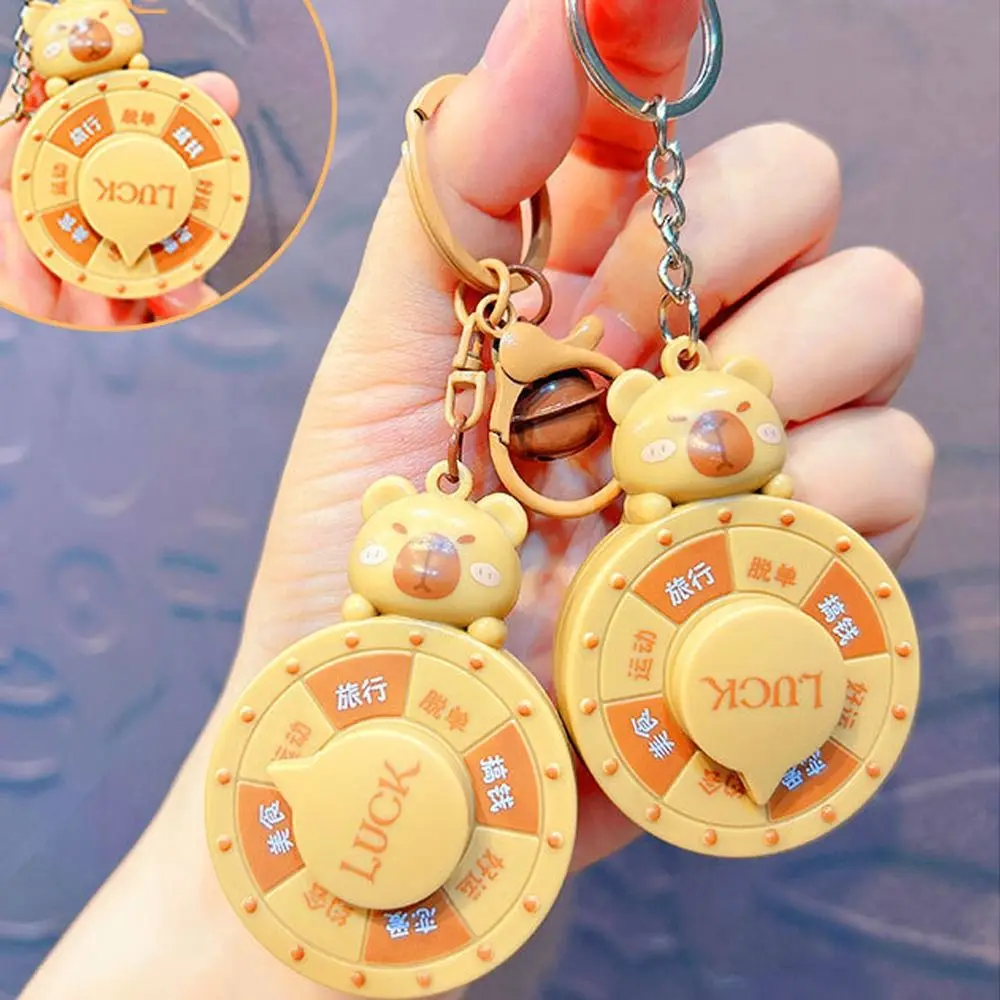 Cute Plastic Capybara Turntable Keychain Cartoon Hanging Ornament Capybara Anime Keyring Capybara Pendant Bag Accessories