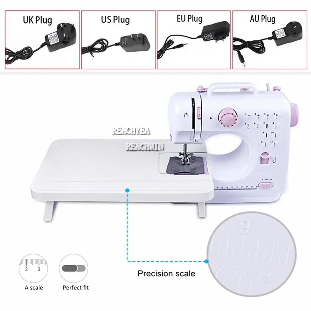 

1 Set Mini Desktop Multiple Electric Sewing Machine Portable Household Needlework Presser Foot Pedal Sew Thick Clothes 12 Stitch