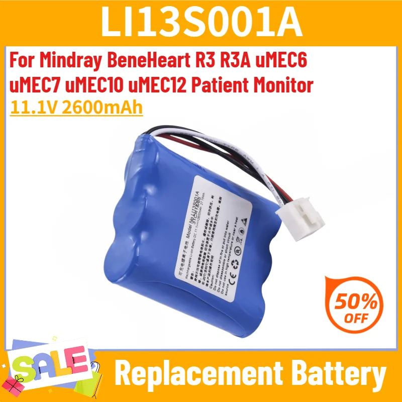 For Mindray BeneHeart R3 R3A uMEC6 uMEC7 uMEC10 uMEC12 Patient Monitor High Quality LI13S001A 11.1V 2600mAh Replacement Battery