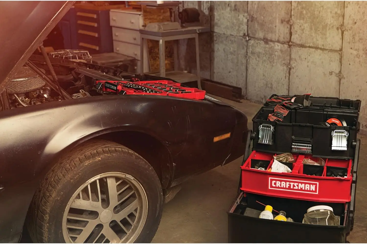 22-in. Rolling Tool Box with Wheels, Black, Plastic, Lockable (CMST20880)