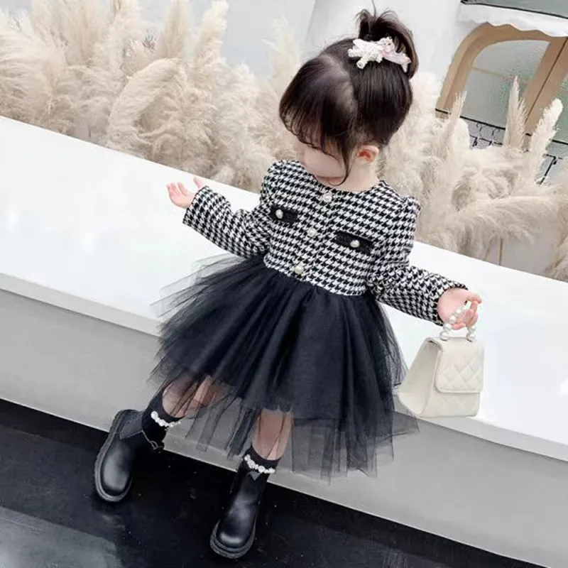 

Korean Version Of The Girl's Small Incense Wind Dress 2024 New Autumn New Dress Kids Clothing