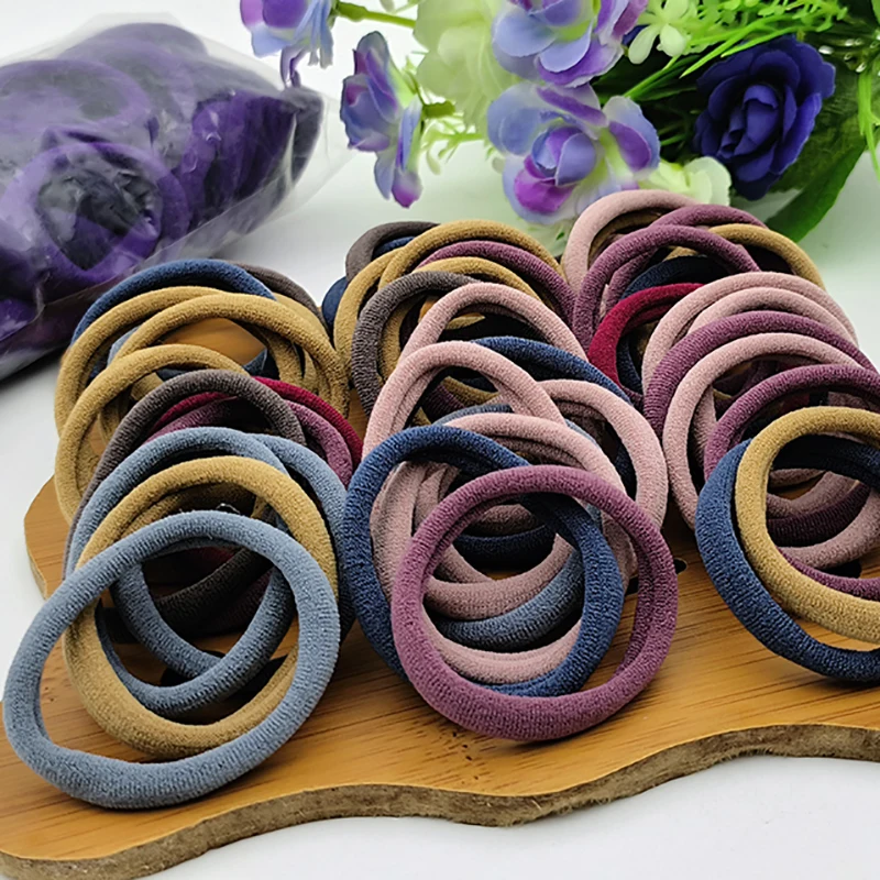 50PCS 4cm Children Headband High Elastic Solid Color Scrunchies Kids Baby Hair Bands Headwear Hair Accessories Gifts Holder