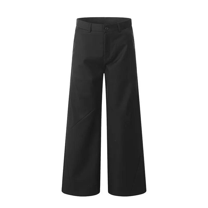 Women Suit Pants 2025 Spring Autumn New Fit Pants High Waist Pleated Straight Wide Leg Pants Floor Women's Chic Trousers