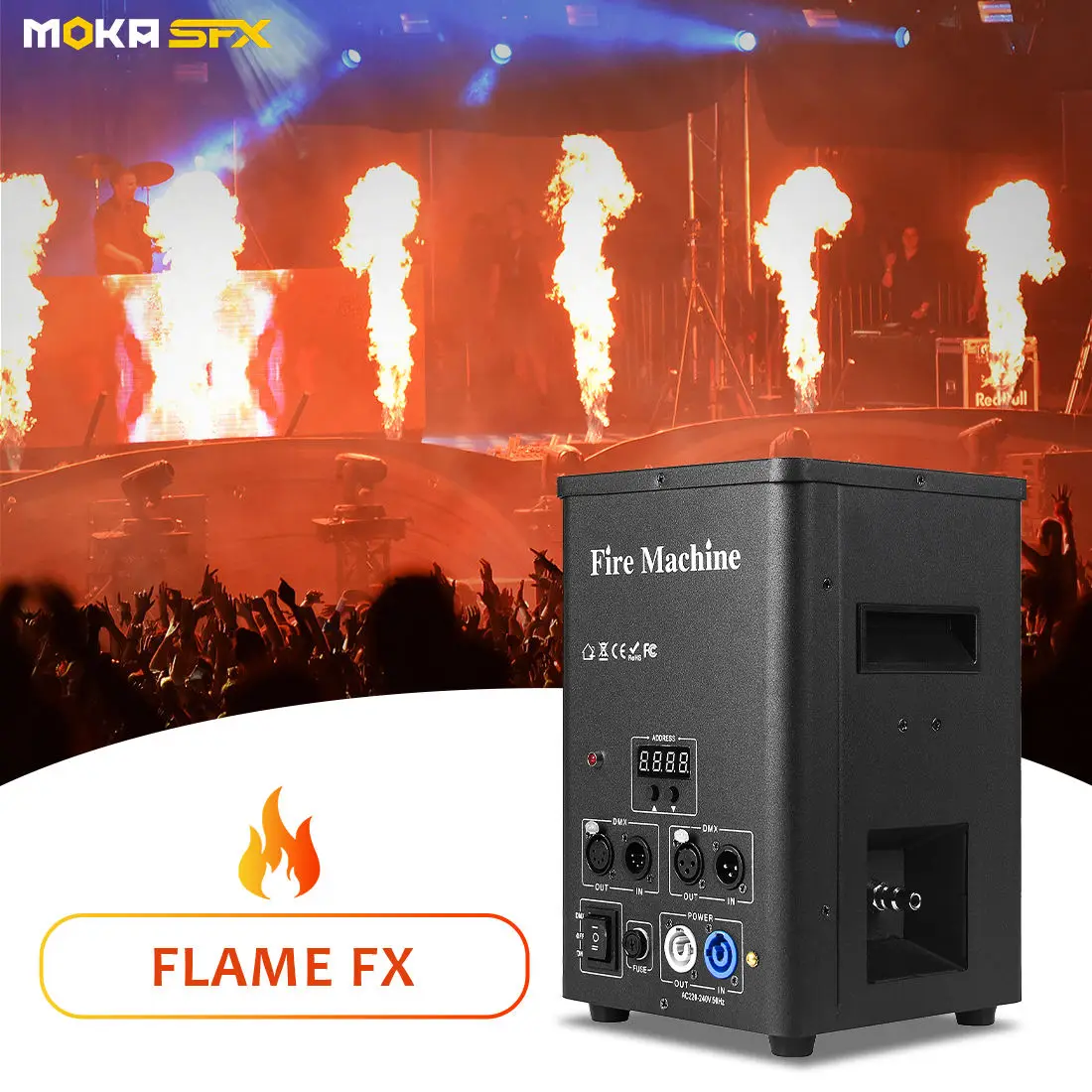 moka sfx dj fire machine equipamento profissional de efeito de palco dmx fire machine projetor de chama glp para eventos show 01