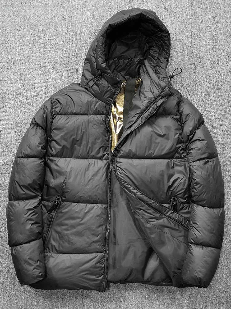 

ex ort Hooded down Jaet Bla Gold Winter Warmth Couple Outerwear Cotton Padded Youth Faion Nylon Fabric Long Sve