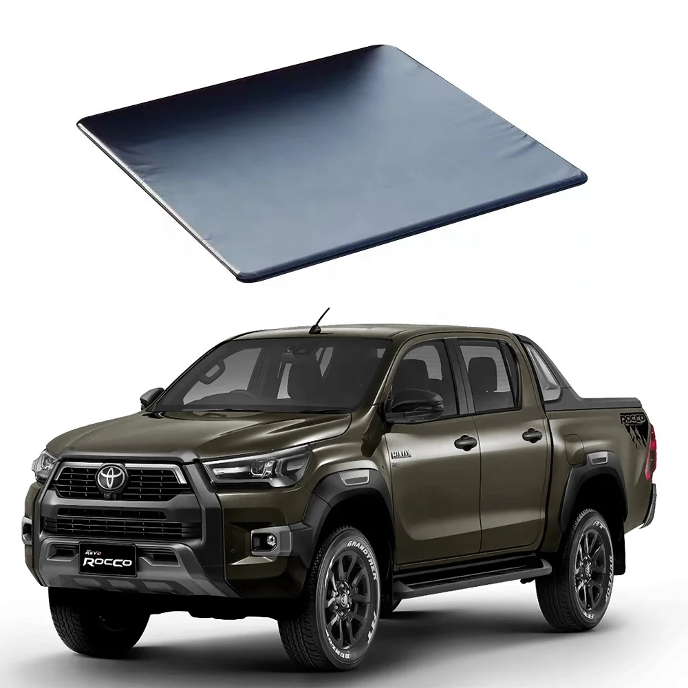 Low Profile soft PVC roll up tri-fold truck bed tonneau cover for toyota hilux rocco 2019+