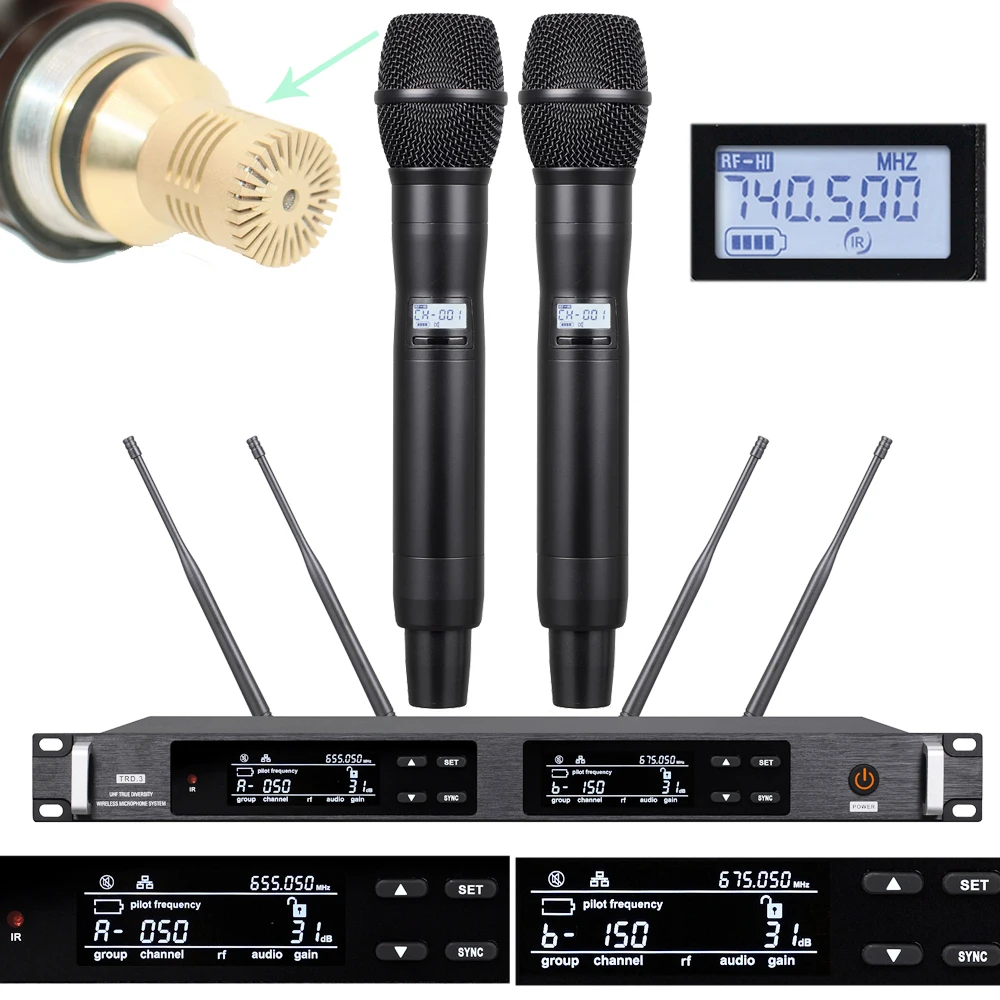 Pro UHF Sure K9 Digital Wireless Microphone System 2 KSM9 Condenser Capsule Handheld True Diversity Stage Vocal Concert Mics