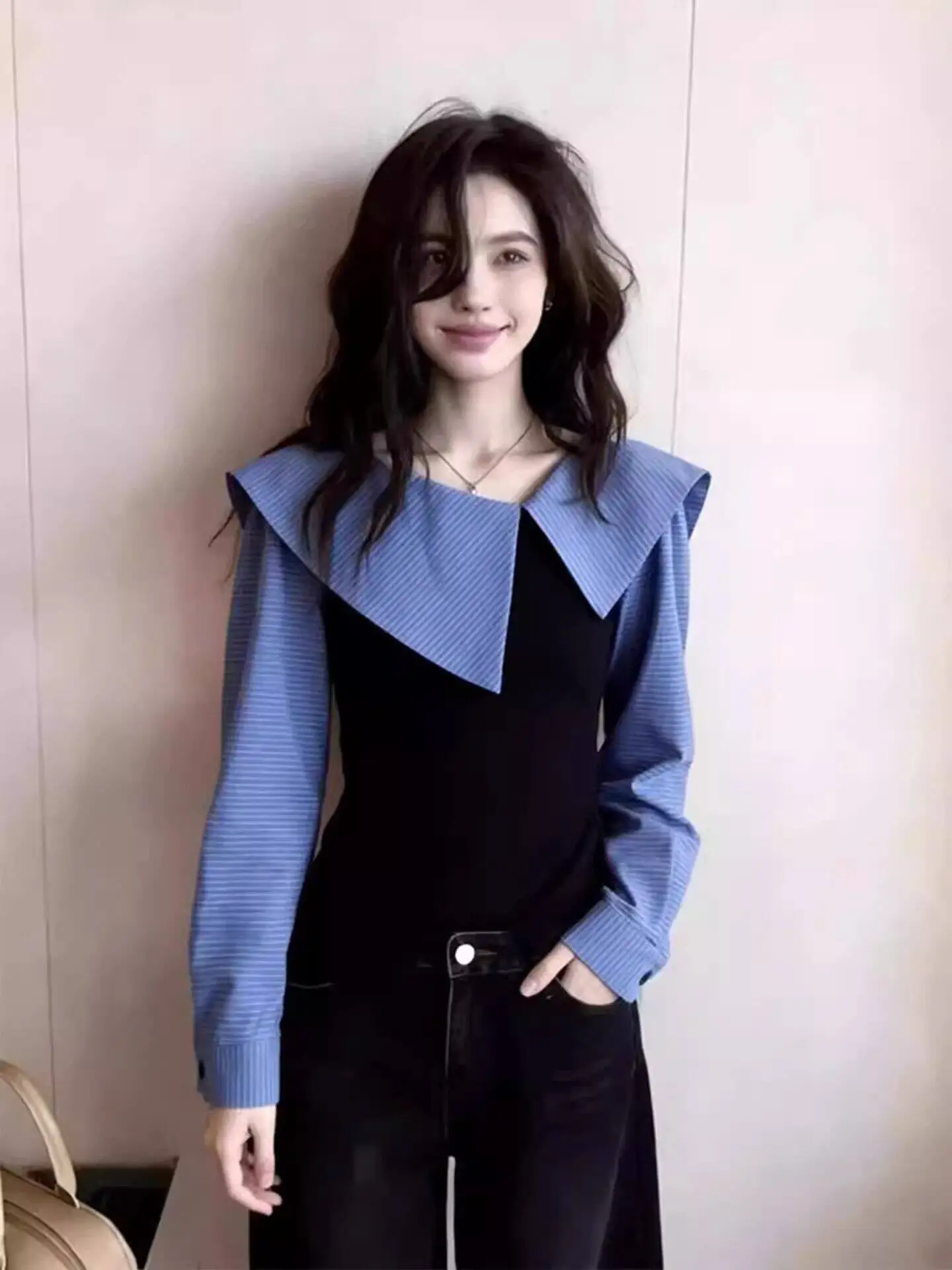 

Рубашка в полоску с длинными рукавами Slim Fit, женская летняя винтажная рубашка с уникальным дизайном, универсальная рубашка с эффектом похудения, повседневная одежда