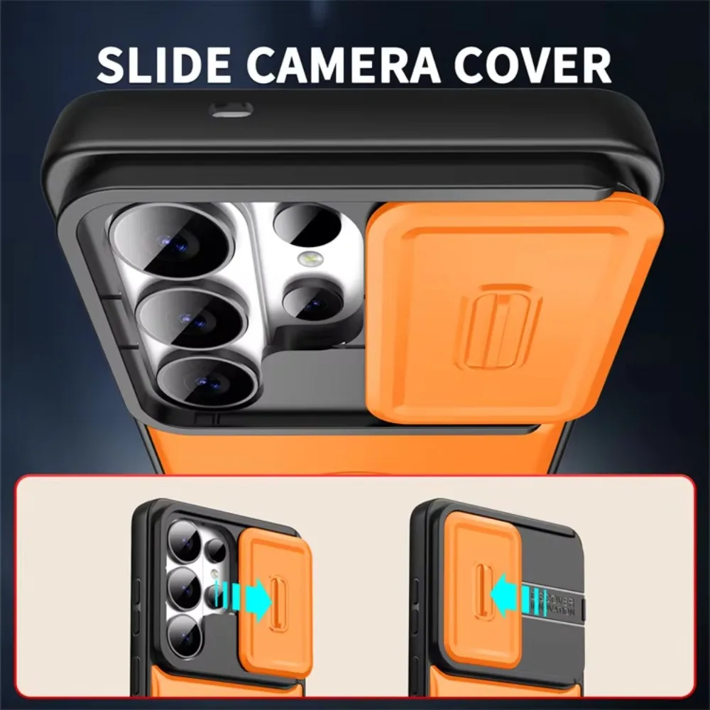 Heavy Duty Finger Ring Stands Case For Samsung Galaxy S26 S25 S24 S23 Ultra FE Plus Magnetic Slide Camera Lens Drop Protect Case view 4