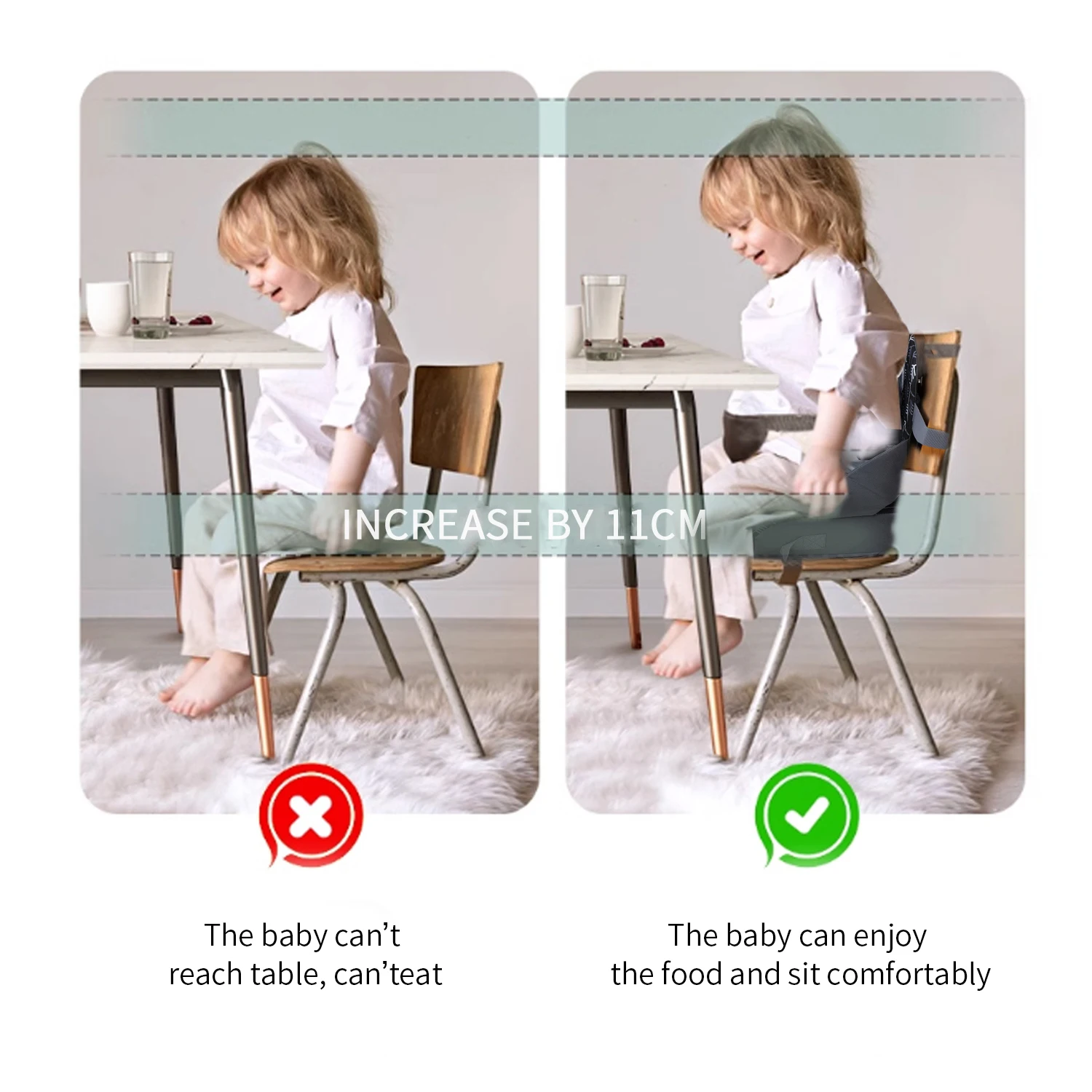Portable Child Seat Height Increasing Cushion Children'S Gift Product Foldable Baby Dining Chair Height Increasing Cushion