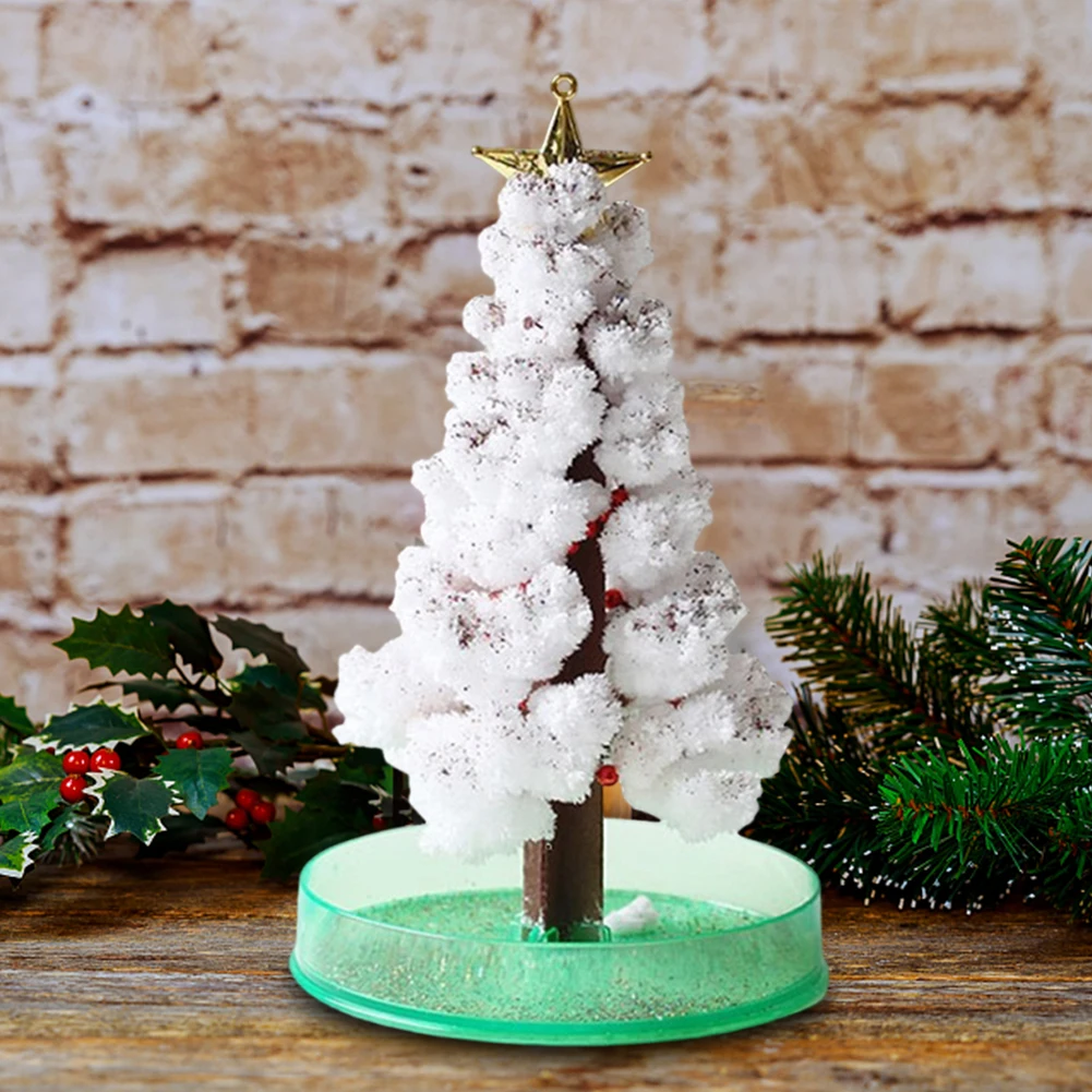Novelty Growing Tree Magic Crystal Paper Xmas Tree Paper Plantas Desktop Ornament Chritmas Decoration Toys Gifts for Kids Adults