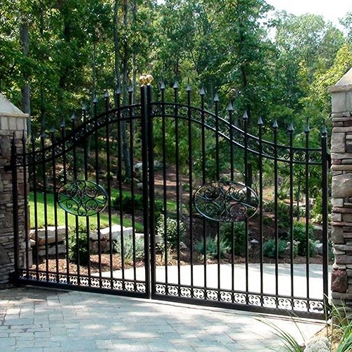 Luxury double house garden security grill design sliding swing iron gate driveway gate entrance main wrought iron gates designs