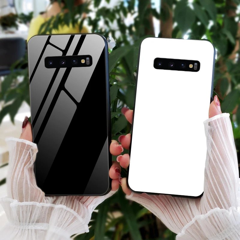 Tempered Glass Phone Cases for Samsung Galaxy S10 Plus S10E Cover Hard PC Back Coque For Galaxy S 10 S8 S9 Plus S7 Edge Shells