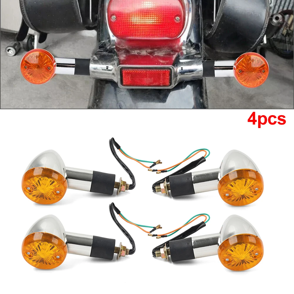 4Pcs Amber Turn Signal Lights For Motorcycle with DC 12V and 10mm Mounting Bolt For Suzuki Boulevard C109R C50 C90 S 40 50 83