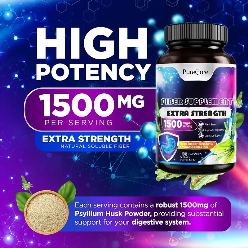 Plantago Asiatica Shell 1500mg, 60 Capsules Supplement, Supports Digestive and Colon Health, Non GMO, Gluten Free, Vegan