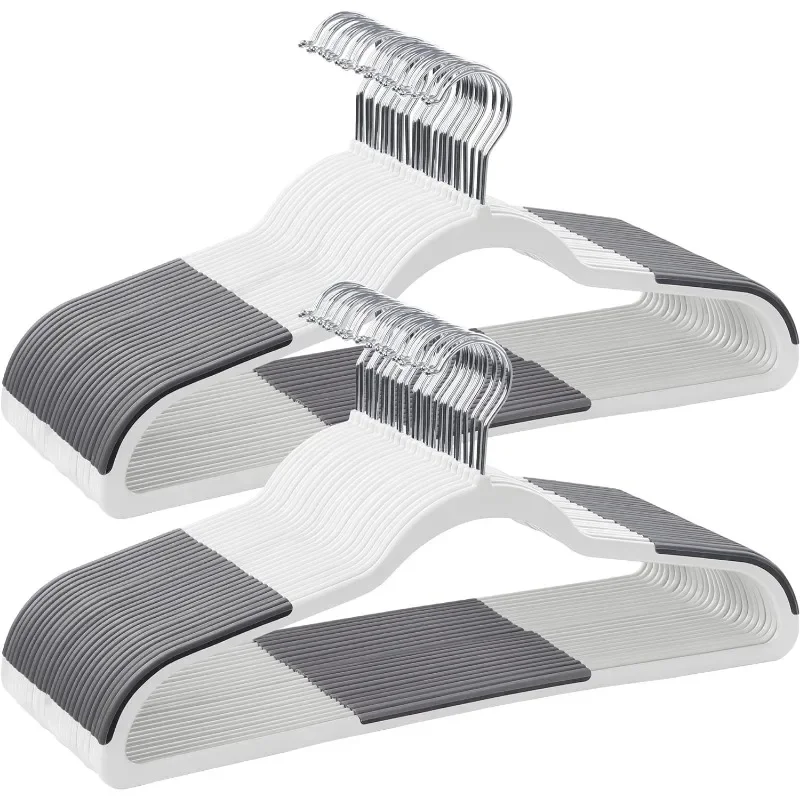 Cabides de plástico que economiza espaço, cabides, gancho giratório de 360 °, 0,2 polegadas de espessura, 17,7 polegadas de largura, pacote de 50, pacote de 50
