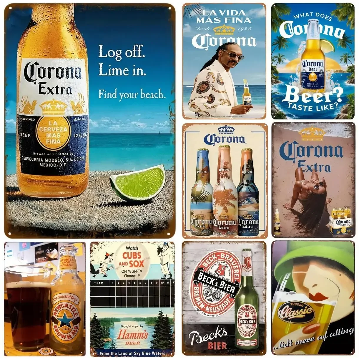 Corona Beer Vintage Metal Aluminum Sign Plaque Metal Weather Resistant Wall Art for Home Bar Cafe Garden Farmhouse Decor